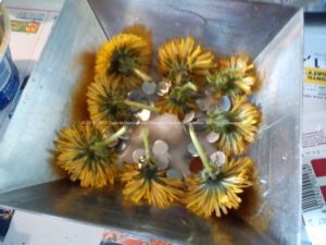orgonite maken 2 Orgonite Maken - bijenwas, metalen en gele bloemen