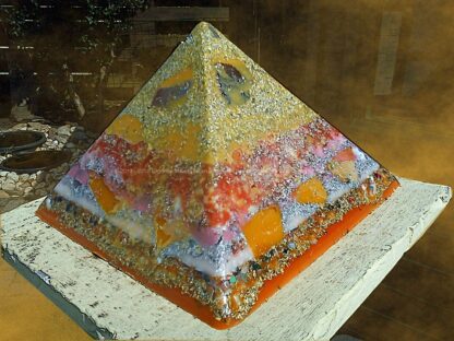 Pyramid Orgonite crystal apple, beeswax minerals metals and crystals.