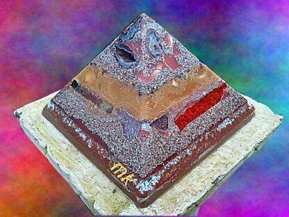 Pyramid Orgonite 11-11, 24 cm side, beeswax minerals crystals and metals.