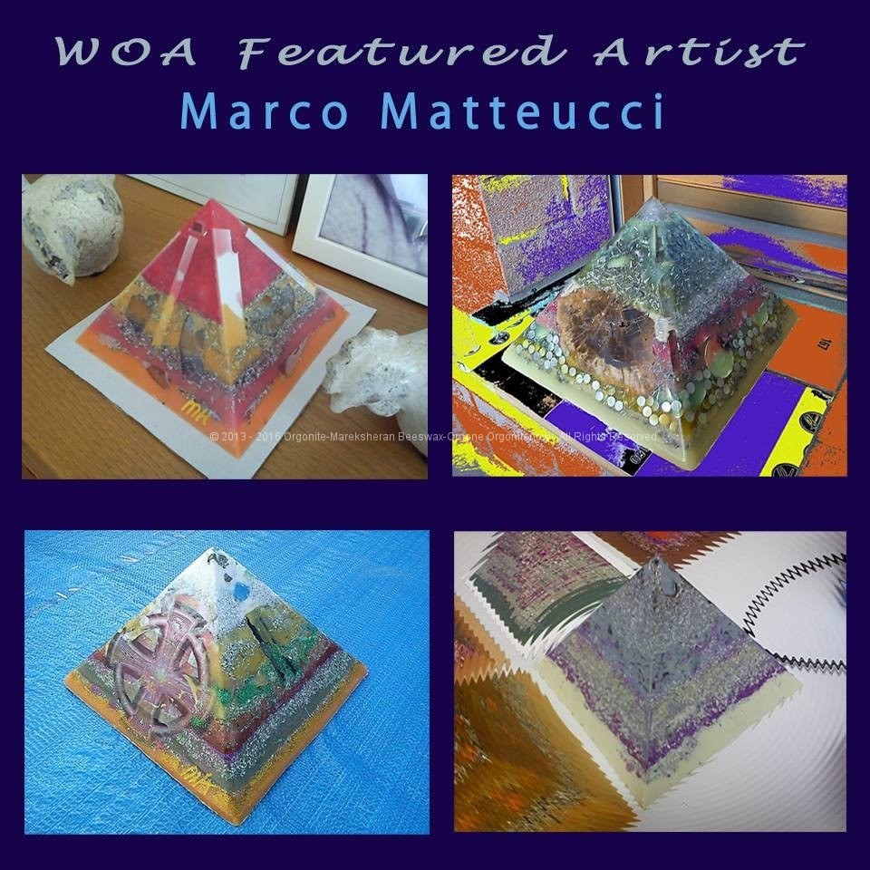 Orgonite pyramid art awards - Marco Matteucci WOA Tribute, Art Energy by Marek Sheran, beeswax orgonite