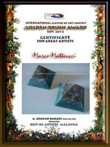 Orgonite pyramid Art award, working beeswax for orgonite by Marco Matteucci aka Marek Sheran