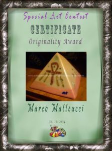 Orgonite pyramid Art award, working beeswax for orgonite by Marco Matteucci aka Marek Sheran