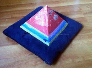 Roermond Strand pyramid orgonite 24 cm side, beeswax minerals crystals and metals.