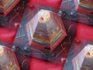 Equinox Golden pyramid beeswax orgonite