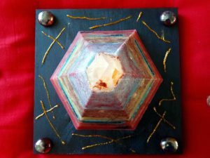 Equinox Golden pyramid beeswax orgonite