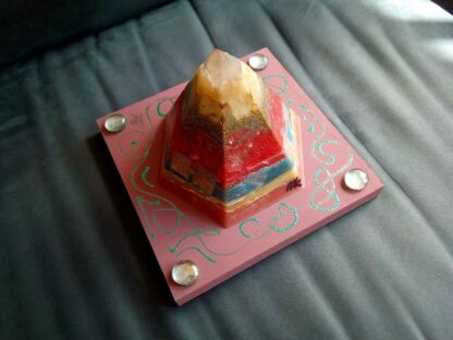 Golden pyramid beeswax orgonite one