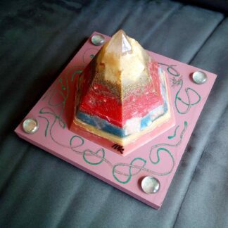 Golden pyramid beeswax orgonite one