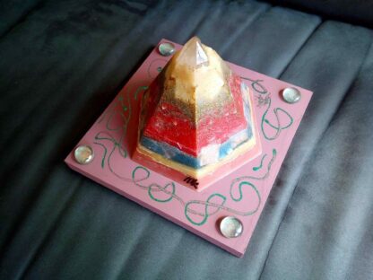 Golden pyramid beeswax orgonite one